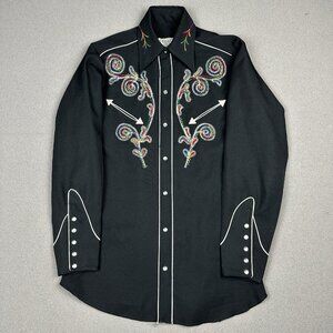 Vintage 60s H Bar C California Ranchwear Long Tail Western Pearl Snaps Detail Sm